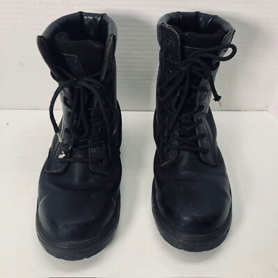#ad Work Zone Steel Toe Boots Mens Size 8 Black Leather Steel Toe Leather Work Boots $59.62