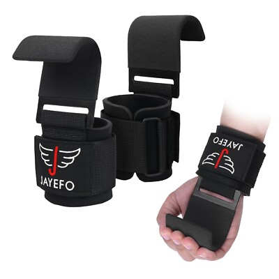 #ad Jayefo Power Weight Lifting Training Wrist Support Hook BAR Straps Fitness Bars $12.99