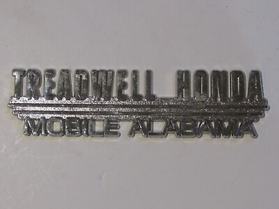 #ad Vintage Treadwell Honda Mobile Alabama Metal Dealer Badge Emblem Trunk Tag $27.00