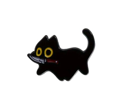 #ad #ad Cute Black Cat With Knife Enamel Metal Pin Badge Brooch Kitty Kitten Feline Cat $6.99