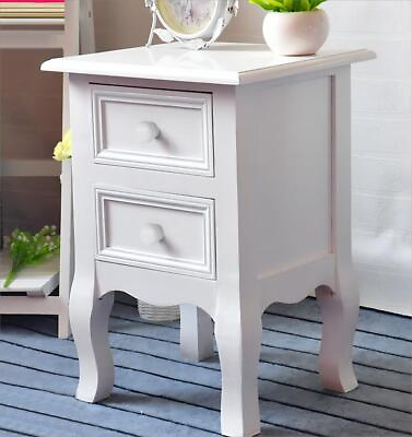 #ad Set Nightstands Simple Wood Bedside Table Drawer Storage Basket Household White $65.99