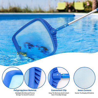 #ad Leaf Skimmer Rake Fine Mesh Large Swimming Pool Cleaning Net Hot Tub Spa Pond $8.95