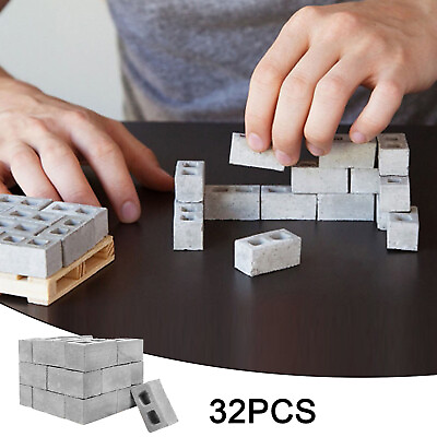 #ad 32Pcs Mini Cement Build Own Gray Your Wall Bricks Bricks Education Kids Toy Gift $13.95