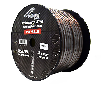 4 GA BLACK POWER WIRE PRIMARY GROUND 250FT COPPER MIX CABLE CAR AUDIO AMPLIFIER $160.95