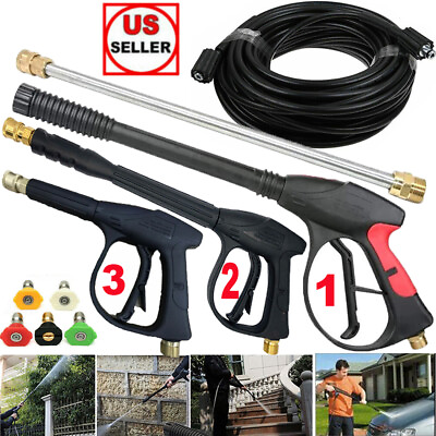 #ad #ad High Pressure 3000PSI Car Power Washer Gun and Hose Kit Spray Wand Lance Nozzles $25.95