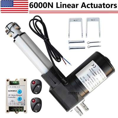 #ad 4quot; 6000N Linear Actuator 1320lbs Max Lift DC 12Volt Motor W Wireless Controller $64.99