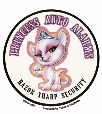 #ad 3quot; MINI PRINCESS AUTO ALARMS Razor Sharp Security Sticker CAT Car Alarm Decal $4.99