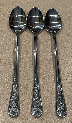 #ad Reed and Barton Stainless Steel Queen#x27;s Garden 3 Iced Tea Spoons Flatware $28.88