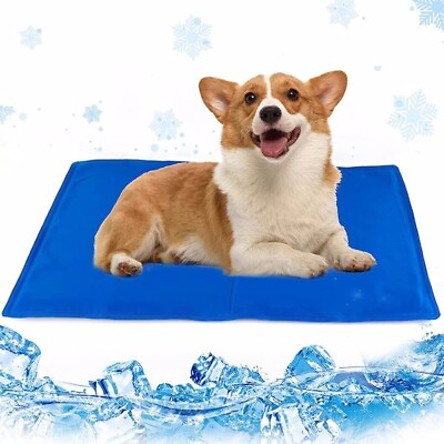 #ad Pet Cooling Mat Dog Cat Pressure Activated Gel Self Cooling Pad Sleeping Bed $29.88