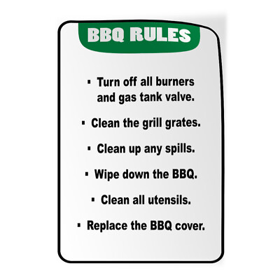 #ad Vertical Vinyl Sticker Sign Bbq: Turn Off Burners amp; Gas Tank Clean Grill Grates $19.99