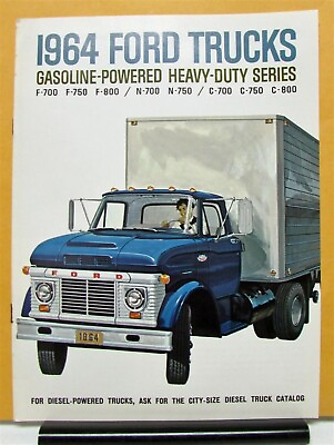 #ad 1964 Ford Gasoline Heavy Duty Truck Series F N C 700 750 800 Sales Brochure Orig $12.75