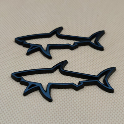 #ad #ad 2x Metal Matte Black Fin Shark Parts Logo Emblem Door Trunk Badge Sticker Decal $9.99