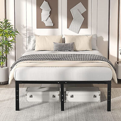 #ad Heavy Duty 4 Size Metal Platform Bed Frame with 16.8#x27;#x27; Large Under Bed Storag $70.99