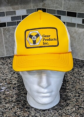 #ad Gear Products Vintage 1980s Yellow Mesh Mechanics Trucker Hat YoungAn Headwear $14.95