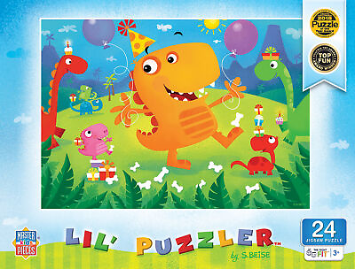 #ad MasterPieces Lil Puzzler Dino Party 24 Piece Jigsaw Puzzle $14.99
