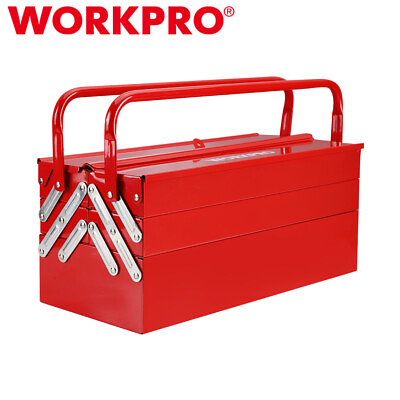 #ad #ad WORKPRO 18quot; Metal Tool Box Cantilever Folding Storage Box 5 Trays Tool Organizer $59.84