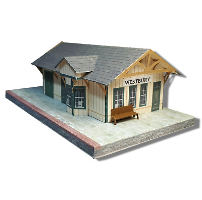 #ad N Scale Building 1:160 Train Station Depot Pre Cut Paper Model Kit SDN1 C $13.81