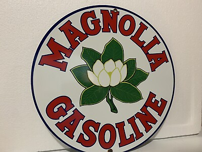 Magnolia gasoline Oil Gas metal round sign #ad $20.00