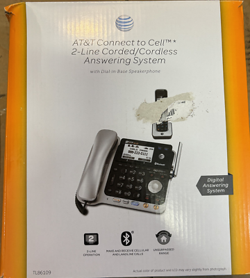 #ad ATamp;T connect to cell 2 line corded corless answering system TL86109 $89.99