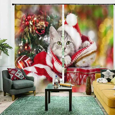 #ad Bright Hat Cat Light 3D Curtain Blockout Photo Printing Curtains Drape Fabric AU $329.99
