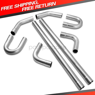#ad 2.5” Inch Custom Exhaust Pipe Kit Tubing Mandrel Bend Straight U 90° Piping 8PCS $76.99