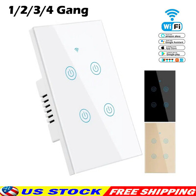#ad #ad 1 2 3 4 Gang WiFi Smart Wall Touch Light Switch Glass Panel for Alexa Google APP $17.99