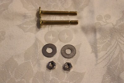 #ad Brass Toilet to Floor Bolts amp; Nuts 2.25 Inch long 1 4 inch w stainless Washers $3.99