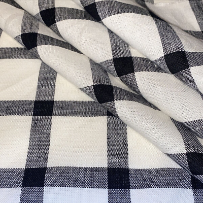 #ad Black And White Windowpane Linen Fabric By The Yard $21.48