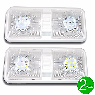 #ad 2x Leisure LED RV Interior Led Ceiling Light Boat Camper Trailer double Dome 12V $24.99