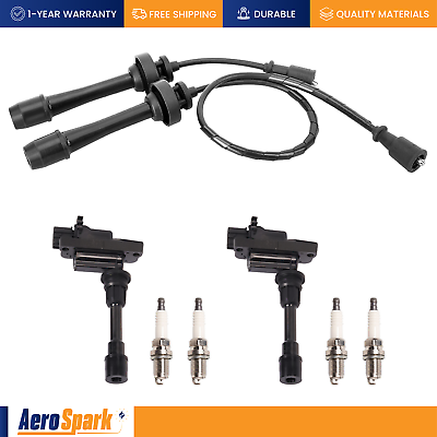 #ad 2 Ignition Coils Wireset amp; 4 Iridium Spark Plugs for 01 03 Mazda Protégé UF407 $62.99