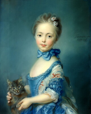 #ad Little Girl amp; Cat Oil painting Wall Art HD Giclee Printed on canvas P668 $8.99