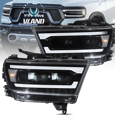 #ad Clear VLAND FULL LED Headlights W Startup Animation For 2019 2024 Dodge Ram 1500 $499.99