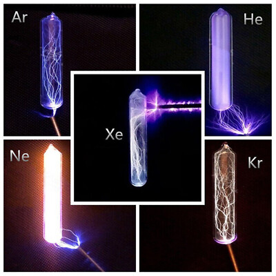 #ad 5 Rare Luminous Gas In Sealed Glass 99.999% Pure Krypton Helium Neon Argon Xenon $11.99