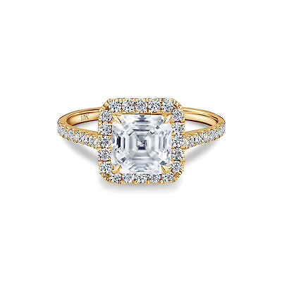 #ad ISAAC WOLF 2CT Asscher Cut Halo Pavé Moissanite Engagment Ring in 10k Gold $379.99