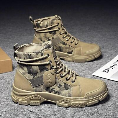 #ad Autumn New Combat Boots For Men Camouflage Desert High Top Sneakers Lace Up Camo $29.99