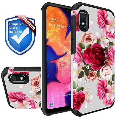 #ad For Samsung Galaxy A10e A50 A20 A30 Case Rubber Hard Cover Tempered Glass $7.97
