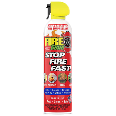 #ad Fire Gone 16 Ounce 454g A:B:C Multiple Use Fire Suppressant Stop Fire Fast $15.99