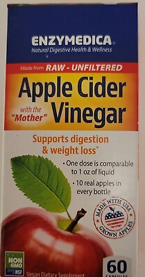 #ad ENZYMEDICA Apple Cider Vinegar for digestion amp; weight loss 60 caps Exp 07 25 $23.00