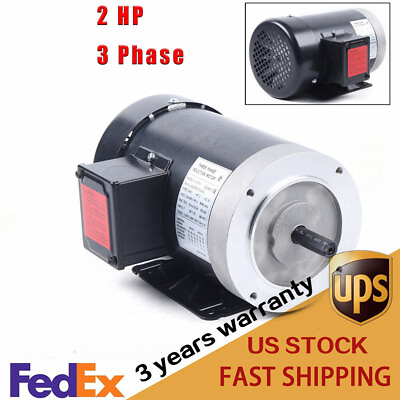 #ad 2 HP Electric Motor 3 Phase 3450RPM 56C Frame TEFC 208 230 460 Volt 5 8quot; Shaft $188.10