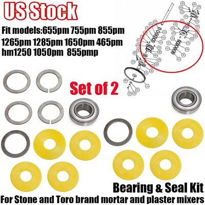 #ad For Stone And Toro Brand Mortar And Plaster Mixers Bearing amp;Seals 2Set 755 855pm $165.99