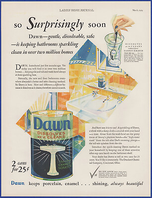 #ad Vintage 1929 DAWN Soap Cleanser Can Bathroom Art Décor 20#x27;s Print Ad $14.96