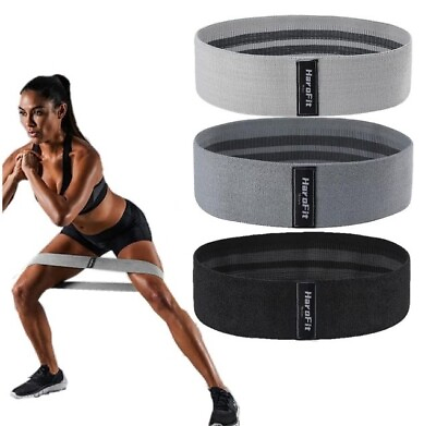 #ad Hip Fabric Resistance Yoga Bands Loop Set of 3 Exercise Workout Fitness Booty $12.95