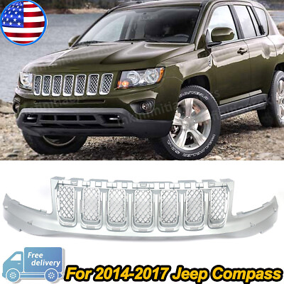 #ad For Jeep Compass 2014 2017 Front Upper Grille Insert Replace Chorme 68213198AA $113.98