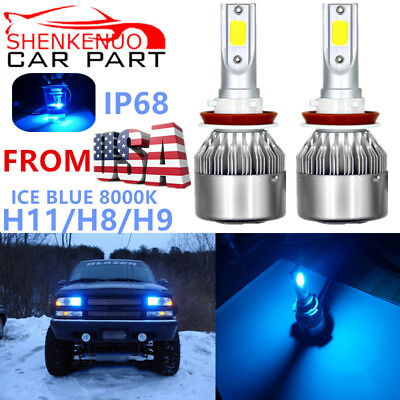 #ad H8 H11 Ice Blue COB LED Headlight Conversion Kit For 07 2013 GMC Sierra Low Beam $17.99