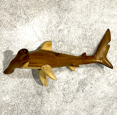 #ad Wood Shark Hammerhead Hand Carved Driftwood Base Crafted Art Home Décor 10” In $22.95