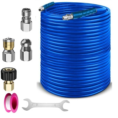 #ad 50 100 150FT Sewer Jetter 1 4#x27;#x27; NPT Drain Cleaning Hose for Pressure Washer $43.78