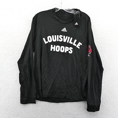 #ad Louisville Cardinals Medium Mens Adidas Shirt Black Long Sleeve Basketball New $29.99