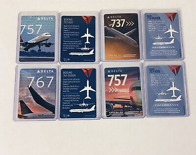 13 Delta Trading Airplane Cards Boeing Airbus In Hard Cases $65.00