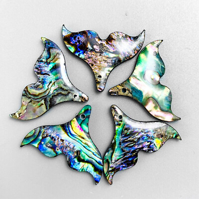 #ad 5PCS Natural Abalone Fish Tail Pendants of Pearl Shell for DIY Jewelry Making $2.42