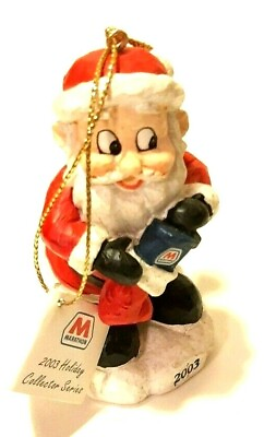 #ad 2003 Marathon Promo Santa Putting Oil Stocking Gift Christmas Tree Ornament $24.50